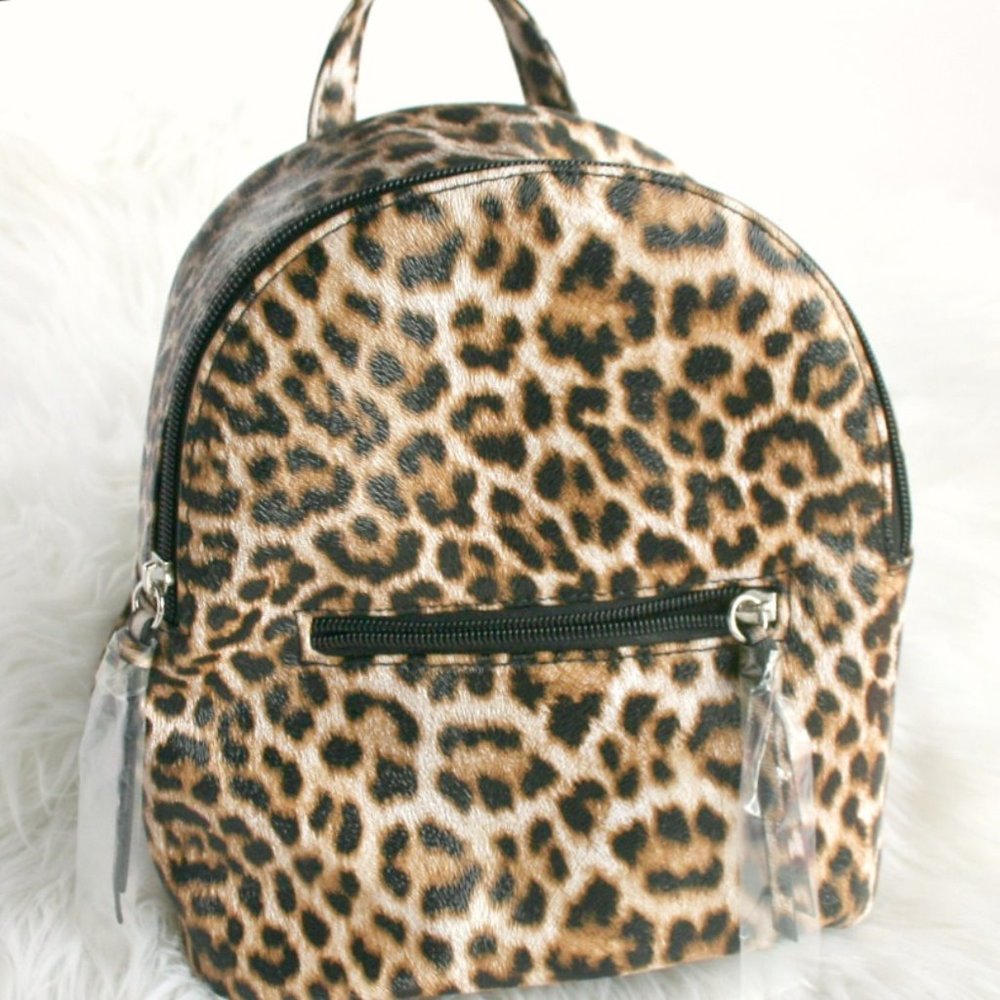 Cheetah leopard animal print midi backpack bag NWT